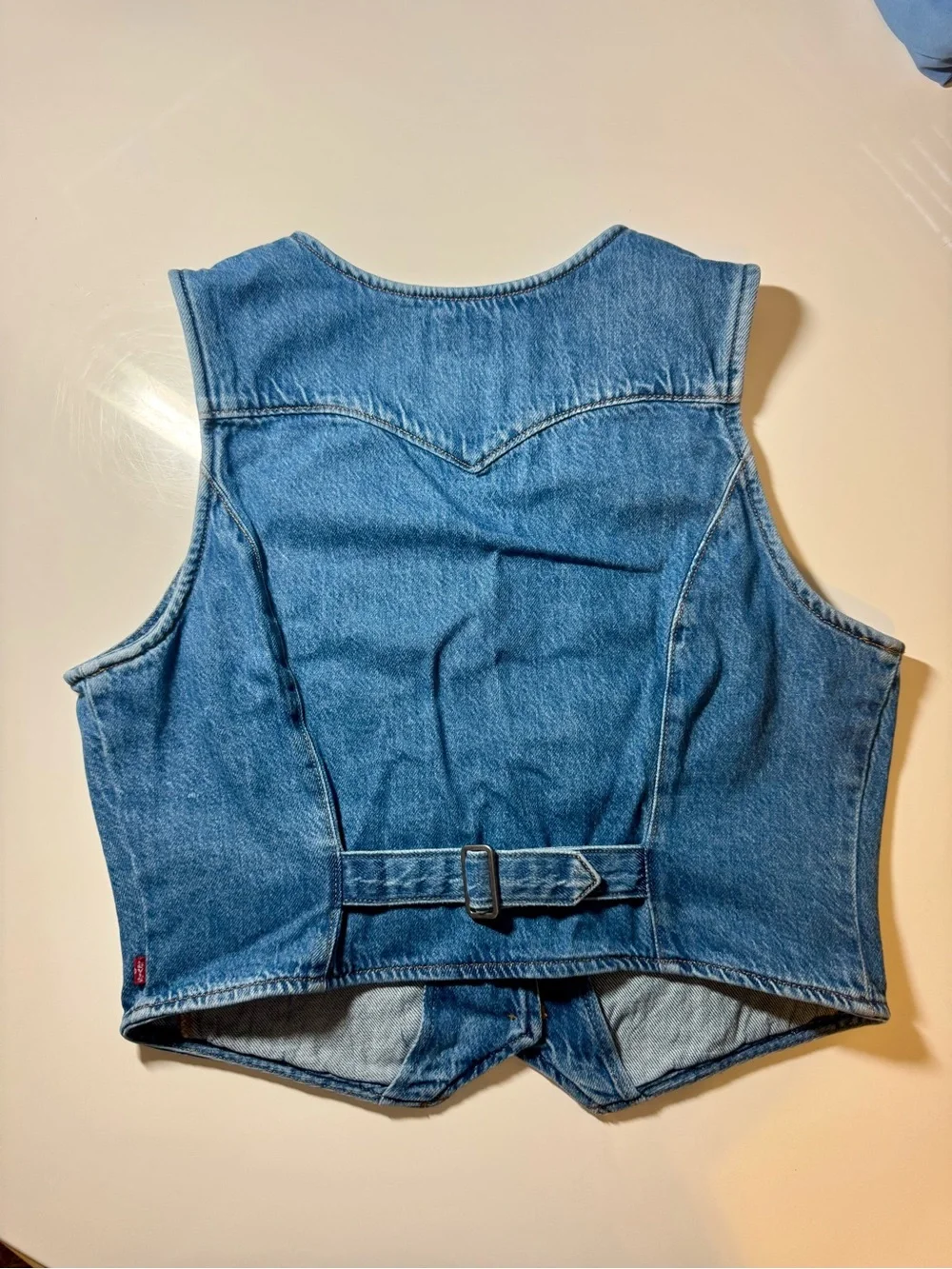 Levi's Denim Vest in Blue - Button-Front Sleeveless Jacket